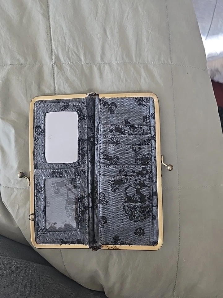 Bolso sin asas/cartera de latón Kisslock rosa calavera y huesos cruzados JimmyZ surf vintage MUY RARO Foto 4 de 4