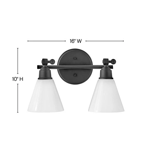 Hinkley Lighting 51182 Arti 2 Light 16"W Bathroom Vanity Light - Black - Picture 5 of 5