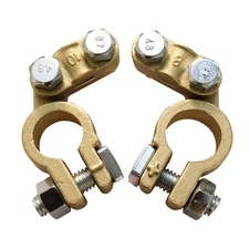 1-Pair Brass Battery Terminal Ends Top Post Connector Set for Marine Car