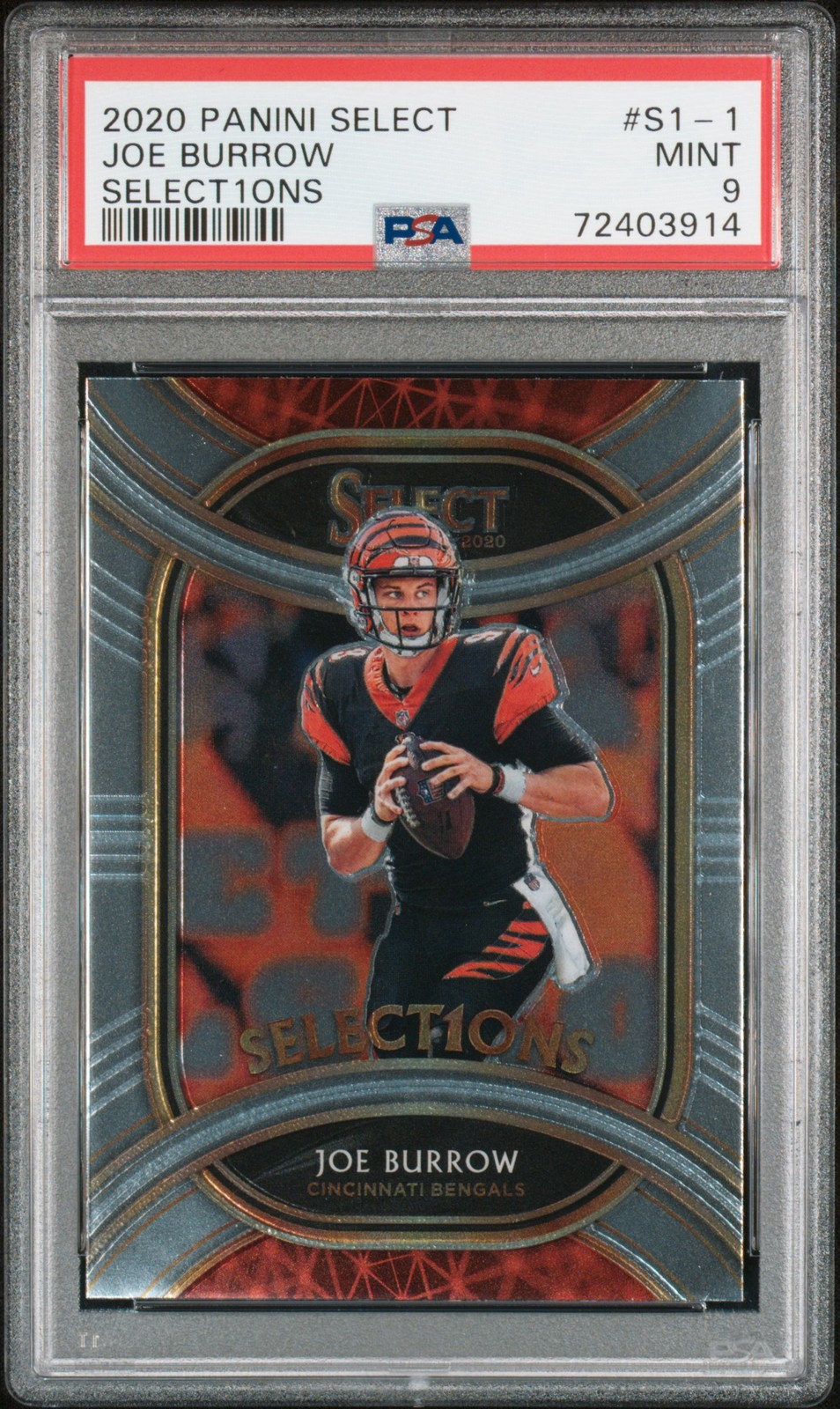 2020 Panini Select Select1ons #S1-1 Joe Burrow Select1ons PSA 9 view 1