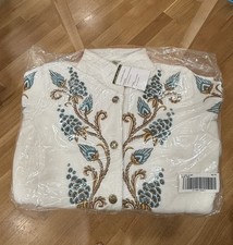 Bob Mackie Wearable Art Women's Cr me Embroidered Fleece Jacket - Size XS-S