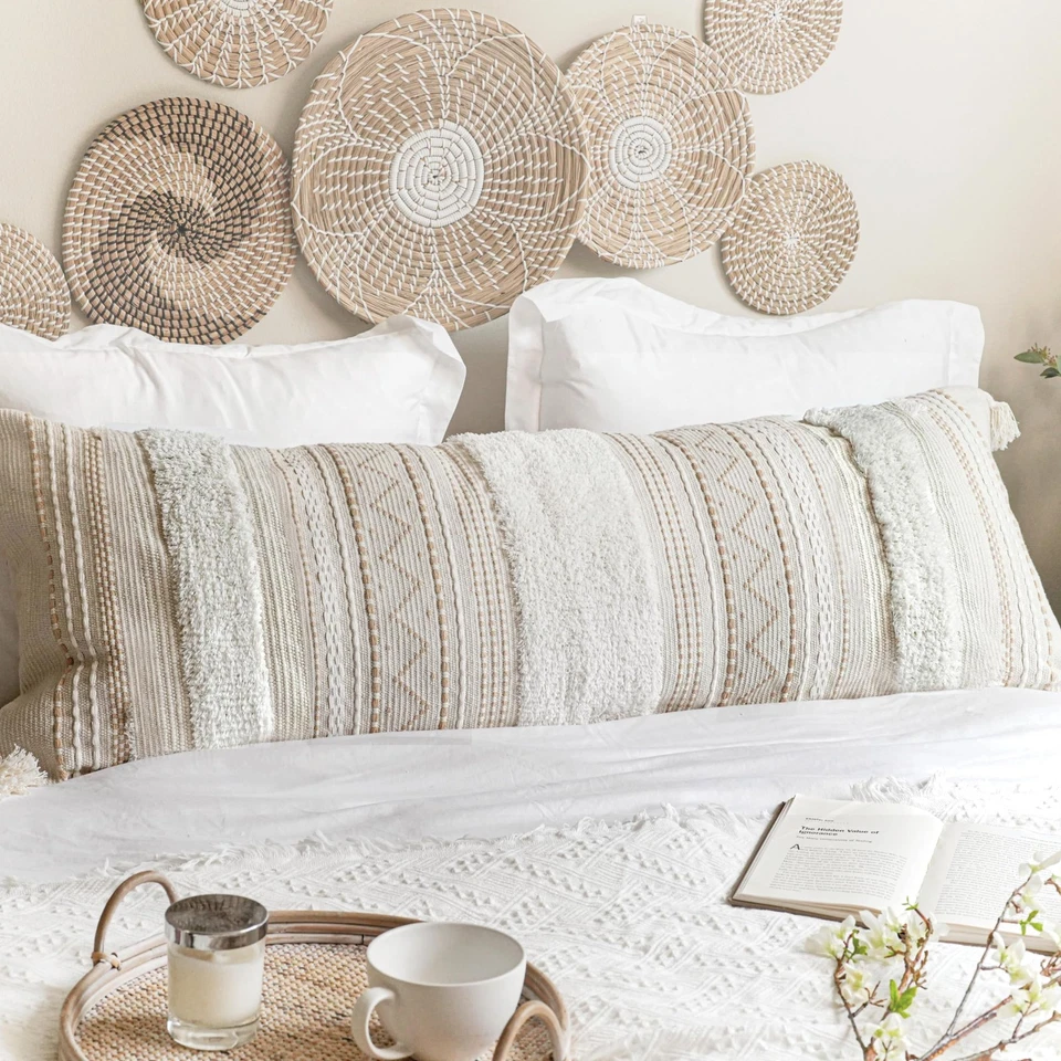 Funda de almohada de cuerpo grande para cama 20x54 acento boho funda de almohada larga de gran tamaño para... Foto 4 de 4