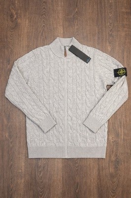 Stone Island Zip Cardigan / Cable Knit Light Grey Size M
