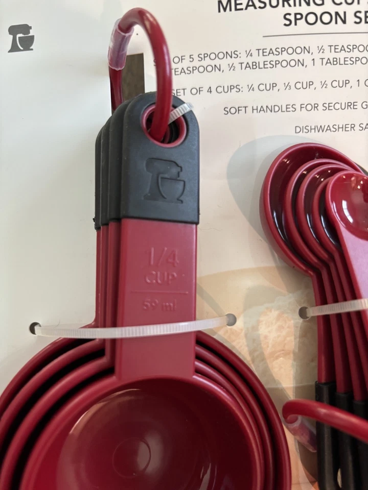 KitchenAid Measuring Cups Spoon Set Red Soft Black Handles Dishwasher Safe - Image 3 of 4