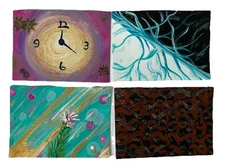 Original ACEO Acrylic Paintings Set of 4 Abstract Collection 140Lb Paper