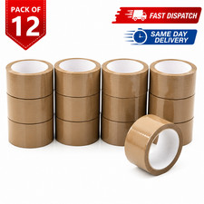 12 x Strong Brown Tape Parcel Packing Tape 48MM x 66M Box Sealing Rolls Tapes