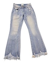 Pistola Jeans Women  s 26 Blue Straight Leg Denim Mid Rise Crop Frayed Hem G.4
