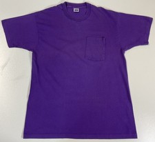 Vintage BVD Blank Purple Pocket T-Shirt Sz XL Made In USA Single Stitch 90s