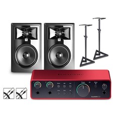Focusrite Scarlett 2i2 Gen 4 -JBL 3 Series Studio Monitors/Stands/Cables 306MKII