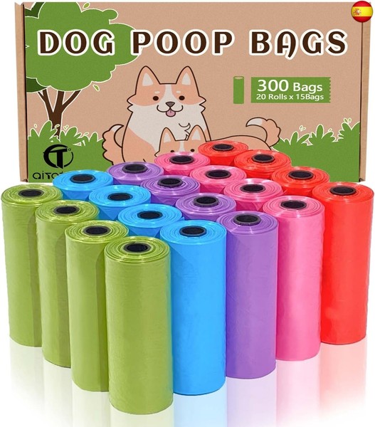 AiTodos® 300PCS Bolsas Caca Perro, 5 Colores, Adecuado Salir de Casa, Bolsas