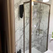 Shower Screen Fixed Panel CUBiCO  Amore single Frame Brushed Bronze