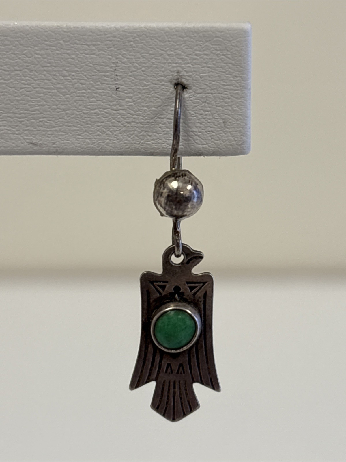 Silver Thunderbird Dangle Earrings Turquoise Post… - image 6