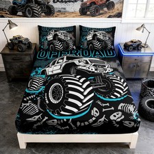 Uevbf Kids Offroad Truck Fitted Sheet Set Full Sizeretro Truck Bedding Sets For