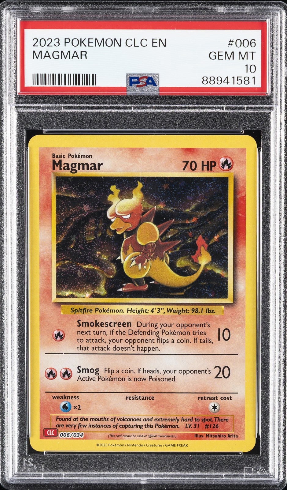 2023 POKEMON CLC-TRADING CARD GAME CLASSIC #006 MAGMAR PSA 10