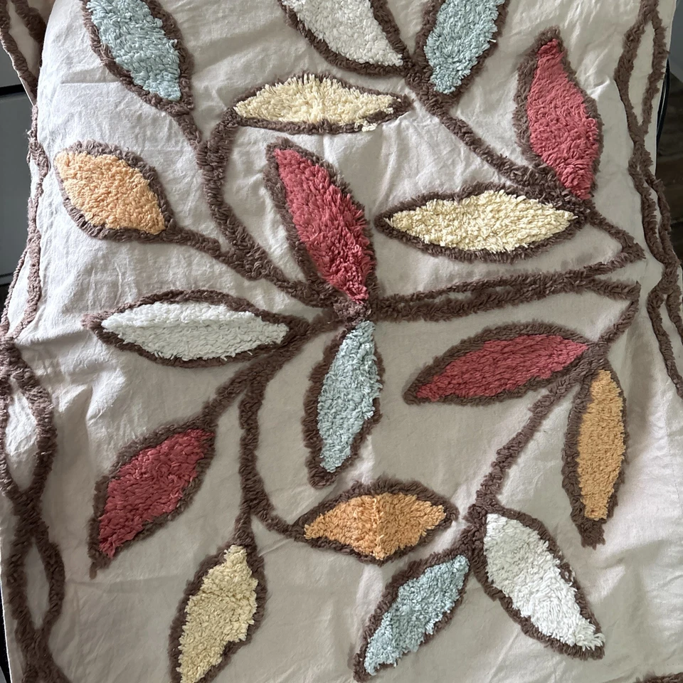 Fundas de almohada colcha Queen hojas abundantes chenilla toque de clase neutras Foto 3 de 4