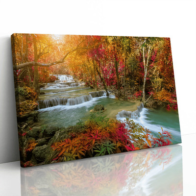 Huai Mae Khamin Wasserfall Thailand gerahmter Leinwanddruck Bild Wandbild