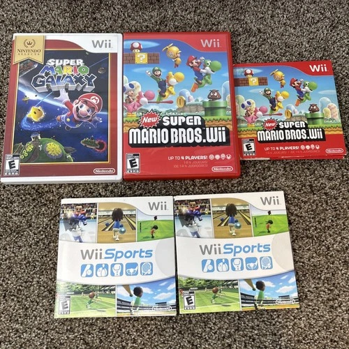 Nintendo Wii Game Lot New Super Mario Bros Wii Sports Mario Galaxy