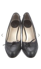 Christian Dior Black Snakeskin Leather Pumps With Bow Detail Women  s Size 10