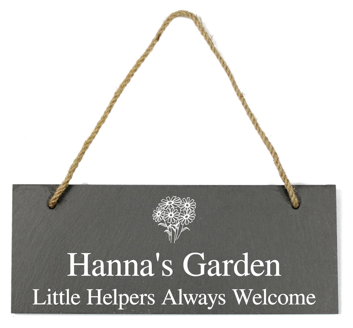 Personalised Flower Motif Hanging Slate Plaque - Garden, Shed, Greenhouse Sign