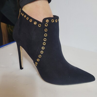 Isabella Rue Woman's Heels 9.5 Sleek Studded Stilleto Black Suede New