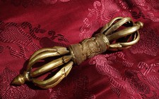 Orig. Alter Massive Tibetan Vajra / Dorje Nepal With Brocade 18Cm