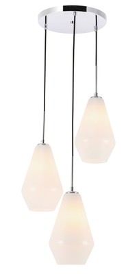 Elegant Lighting LD2263 Gene 3 Light 17''W Multi Light Pendant - Chrome