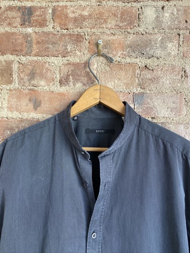 Gucci Men's Dress Shirt, Tom Ford Era, Sz 16.5/42 Mandarin Collar Gray/Black - Picture 4 of 11