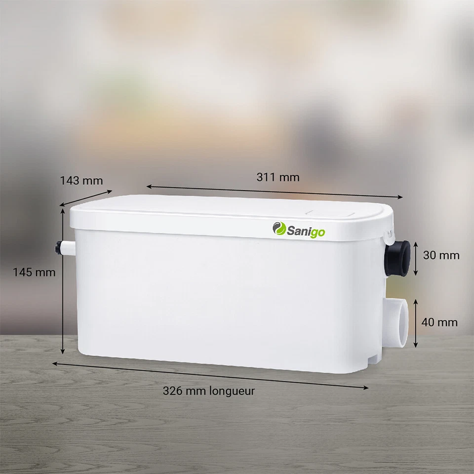 Sanigo Broyeur Sanitaire 250W Pompe de Douche 100L/min 8m douche et lavabo - Photo 4/4