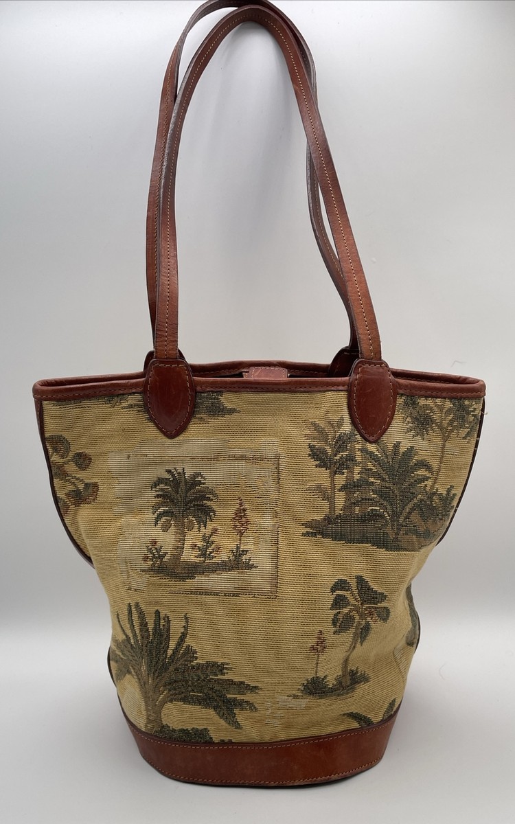Tommy Bahama Vintage Tropical Palm Leaf Shoulder Bag Canvas Purse