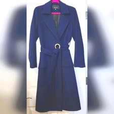 Lost Ink Uk - Navy Blue Woolen Coat. Us Size 6. Uk Size 10