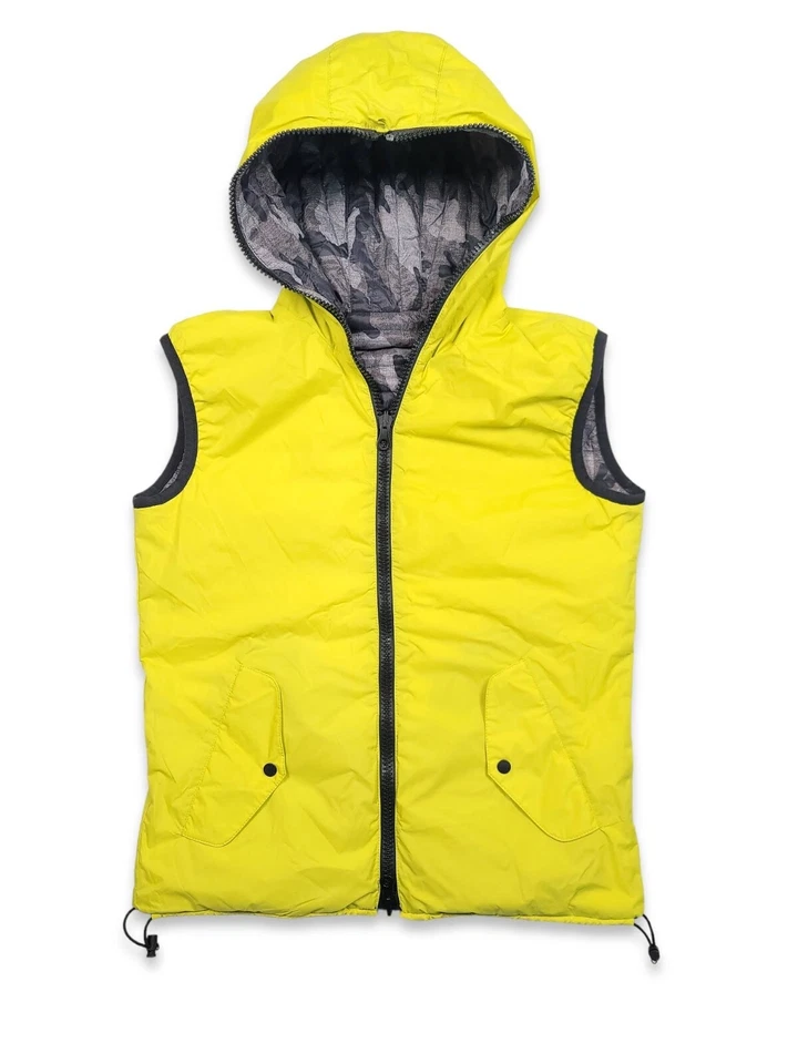 Chaleco reversible camuflaje plumón de ganso Duvetica cremallera completa con capucha para hombre Eur 50 (L) Foto 4 de 4