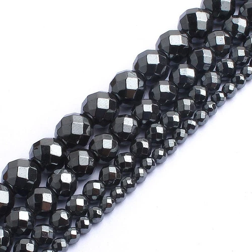 2 3 4 6 8 10 12mm Natural Hematite Faceted Round Loose Bead For Jewelry Making - Picture 55 of 57