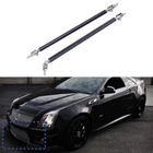 2pc Black Adjustable Front Bumper Lip Splitter Spoiler Strut Rod Tie Support Bar