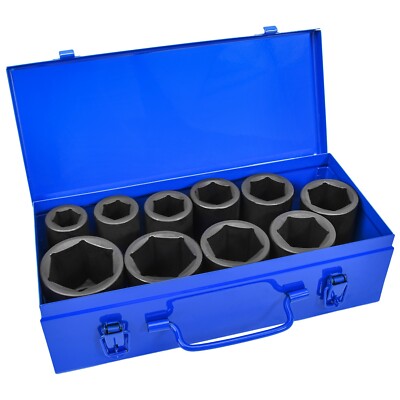 10PC 1'' ONE INCH DRIVE DR DEEP BIG SIZE BLACK AIR IMPACT SOCKET WRENCH TOOL SET
