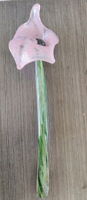 Beautiful Pink Glass Flower Signed