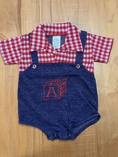 Vintage 1960  s Baby Boy Romper Blue Red White Checkered size 6 months Alphabet