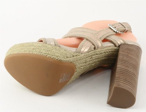$150 LUXURY REBEL JOLIE Gold Leather Fabric Designer Sandals 9.5 EUR 40 - Picture 3 of 4