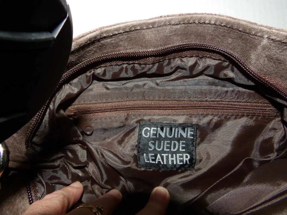 Cartera marca Maxam gamuza genuina cuero marrón con 3 bolsillos 3 cremalleras NUEVO CON ETIQUETAS Foto 4 de 4