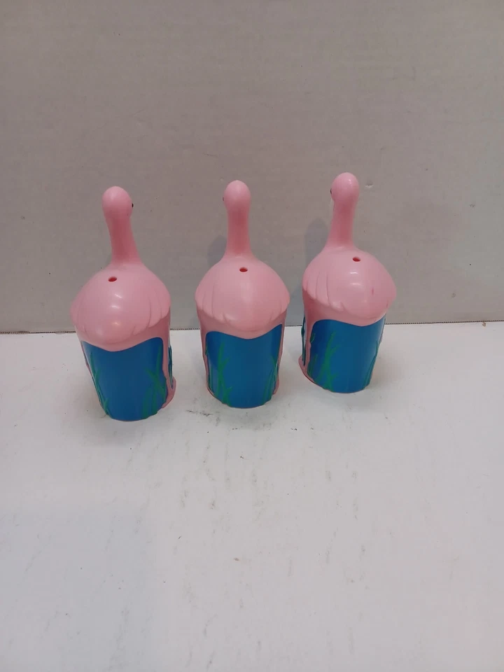 3 розовых кубка с соломенной крышкой ФЛАМИНГО из пластикового стекла для вечеринки в бассейне Luau  - Изображение 4 из 4