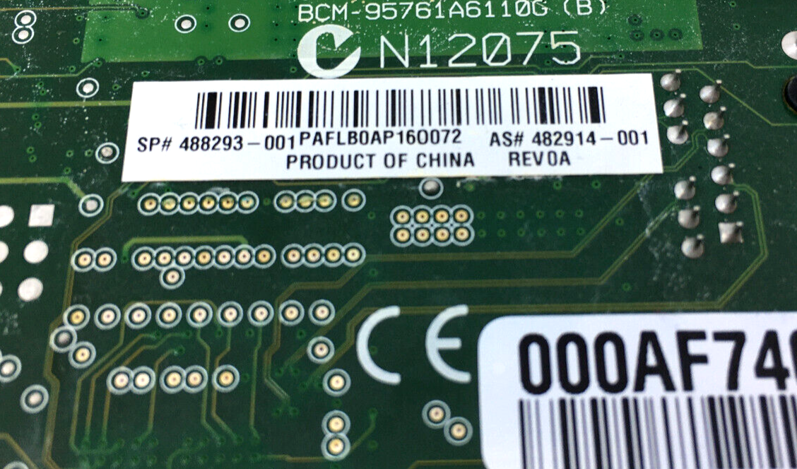 HP Broadcom BCM95761A6110G Gigabit PCI-E Ethernet Card Full