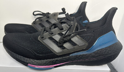 Adidas Ultraboost 21 Black Pink Light Blue Running Shoes FZ1921 Sz 8 New Mens