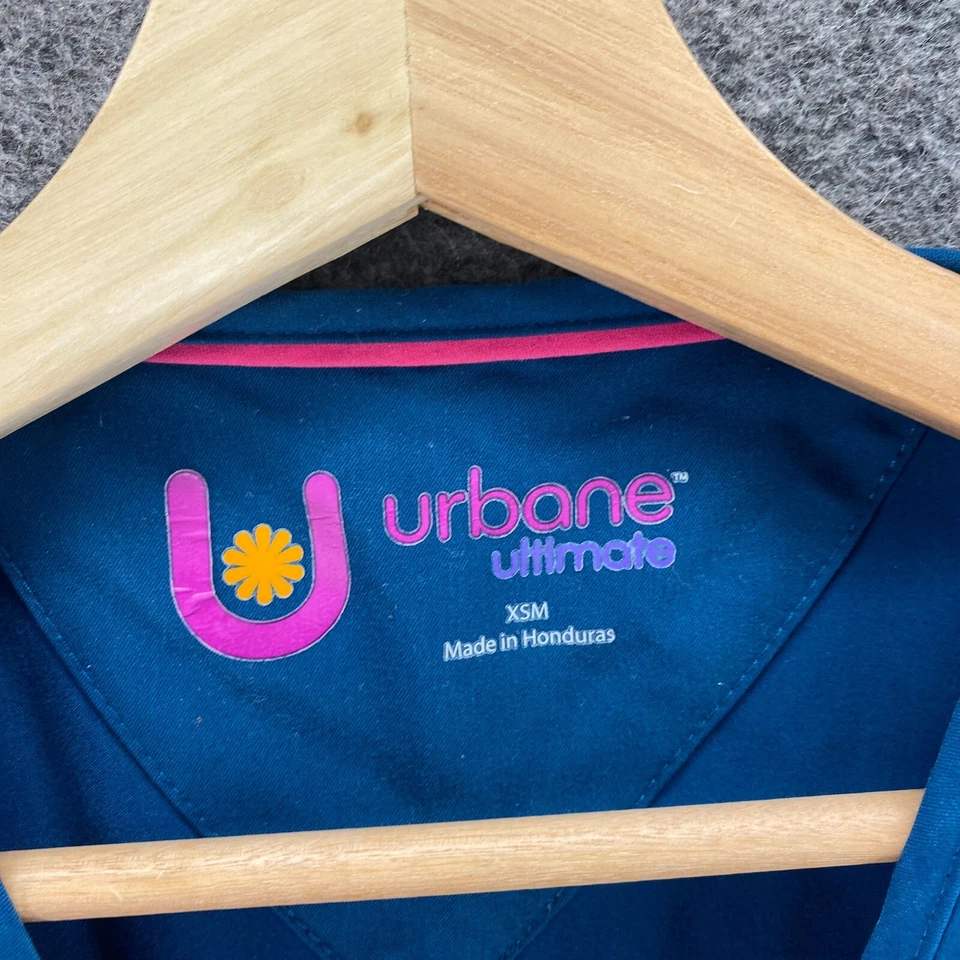 Blusa Médica Urbane Ultimate Mujer S Pequeña Azul Cuello en V Manga Corta Bolsillos Rayón Foto 3 de 4