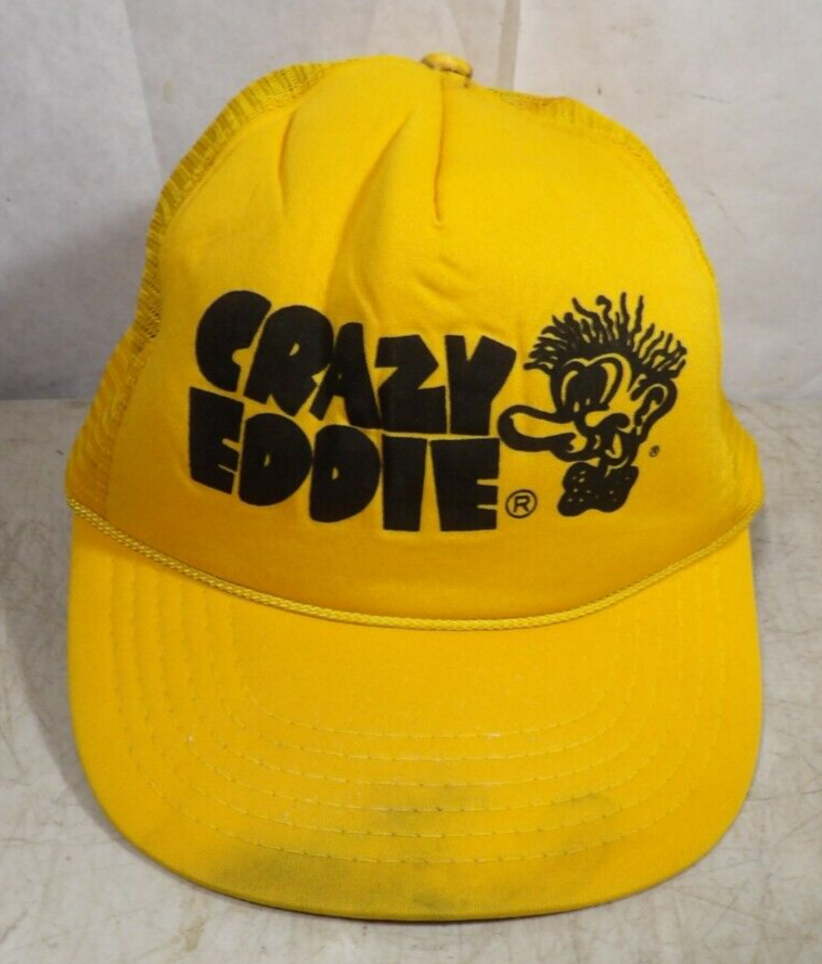 Vintage 1970s80s Crazy Eddie Snapback Cap/Hat 1 Size Foam Trucker