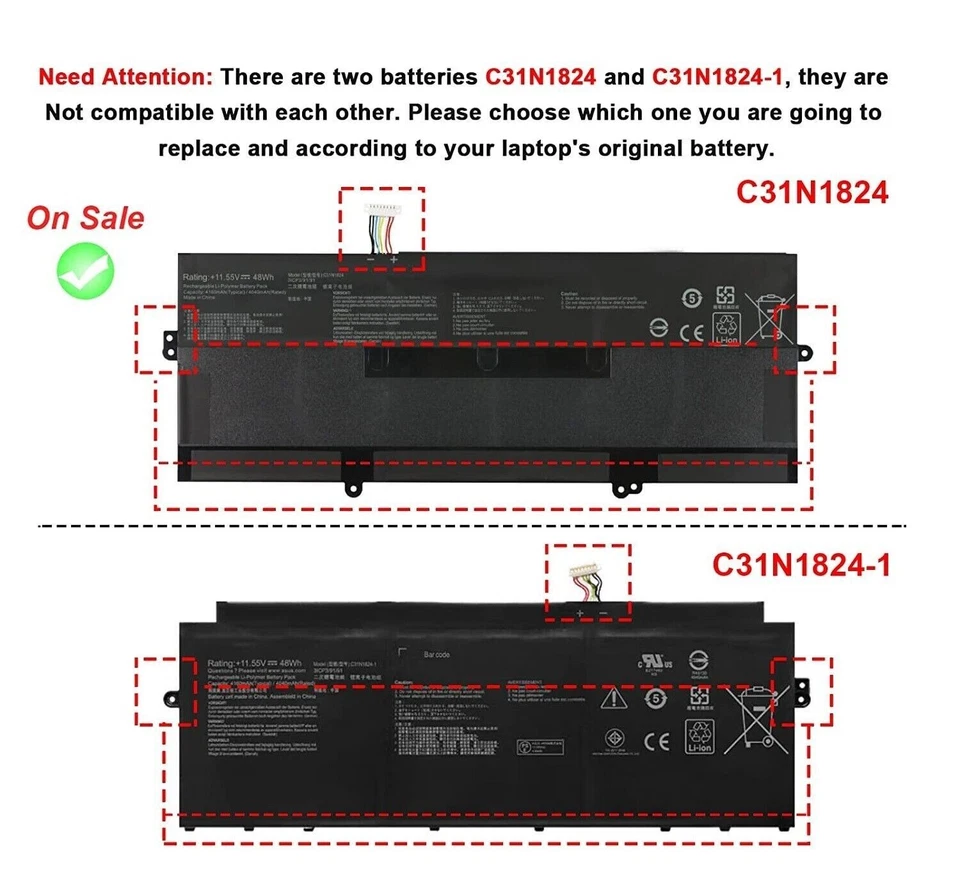 Batería C31N1824 para Chromebook Asus Flip C434 C434T C434TA-AI0041 C434TA-AI0045 Foto 4 de 4