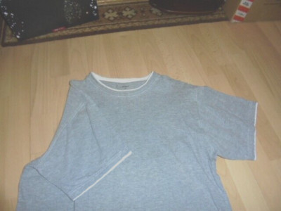 Identic Herren Shirt grau GR.M Kurzarm Rundausschnitt weiß abgestzt
