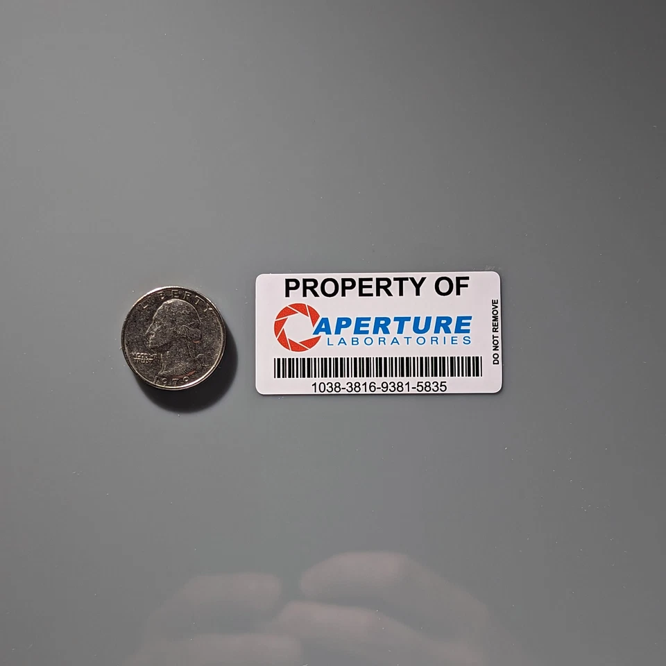 Aperture Laboratories Asset Tags Vinyl Decal StickerLabs laptop window tumbler - Image 3 of 4