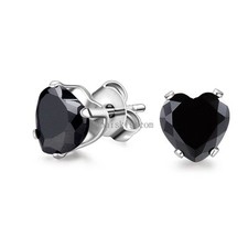 Women's Love Heart Shape Cubic Zirconia CZ Stainless Steel Stud Charm Earrings