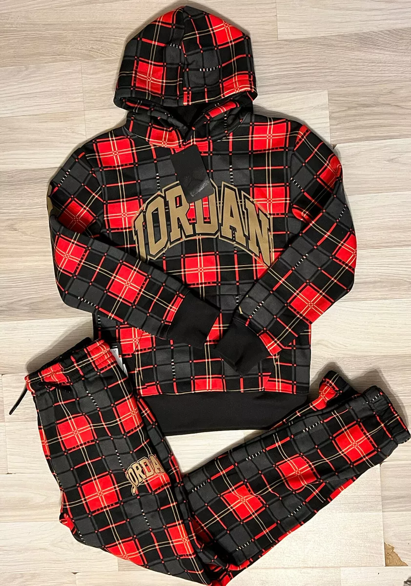 Nike red and clearance black checkered tracksuit