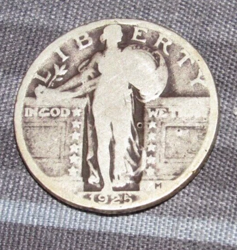 Silver SLQ 1925 p Phil. Mint Standing Liberty Quarter, Good to Very Good cond.