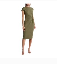 Nordstrom Rack Olive Green Modal Blend Waist Knot Pullover Midi Dress Women's 2X